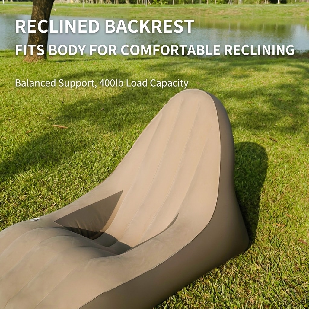 Single Inflatable Air Lounger Chair with Automatic Pump for Outdoor Camping, Music Festivals & Travel Relaxation