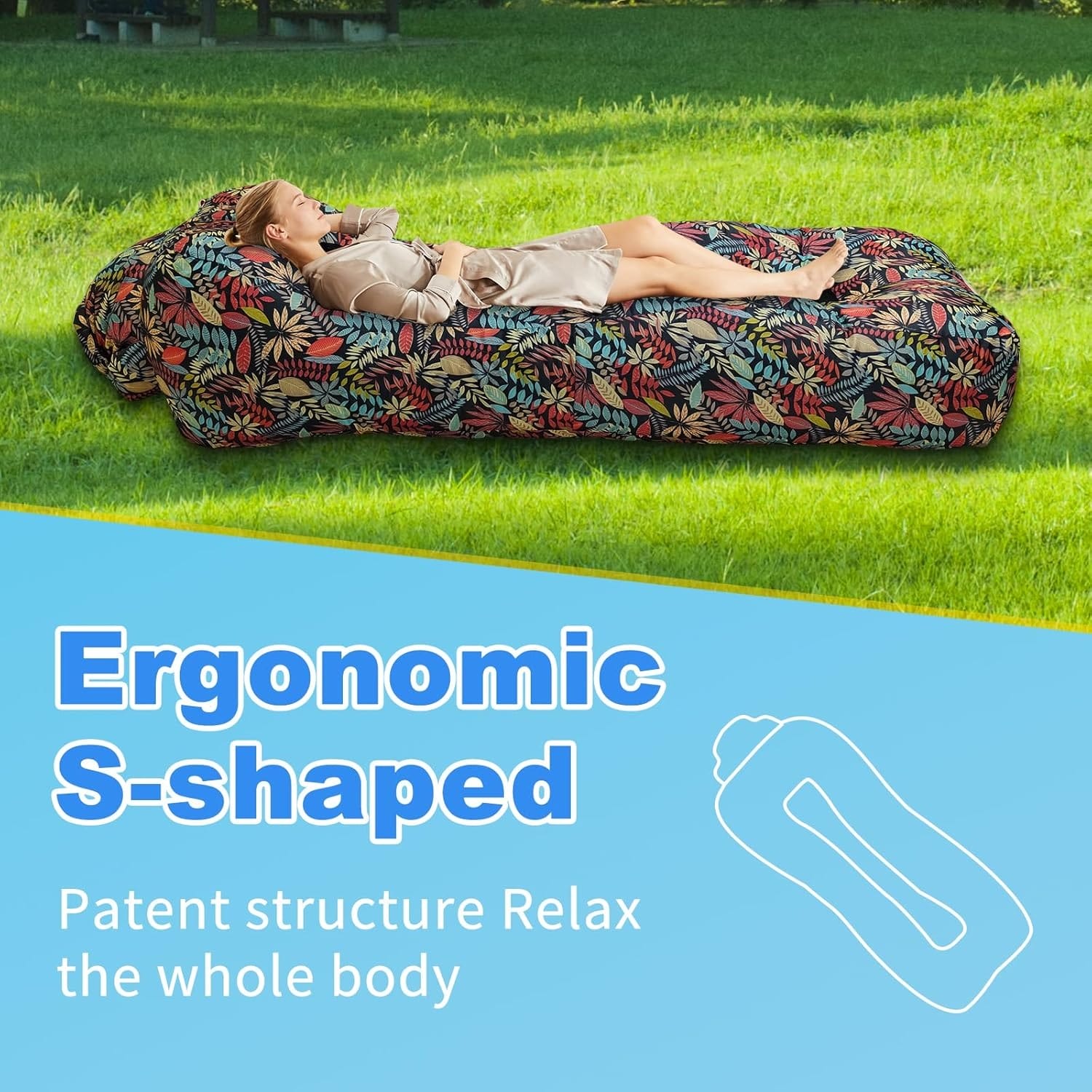 Portable Inflatable Lounger Sofa for Camping, Beach, Hiking & Outdoor Use – Quick Auto Air Mattress, Waterproof Anti-Tilt Air Couch for Travel & Picnic