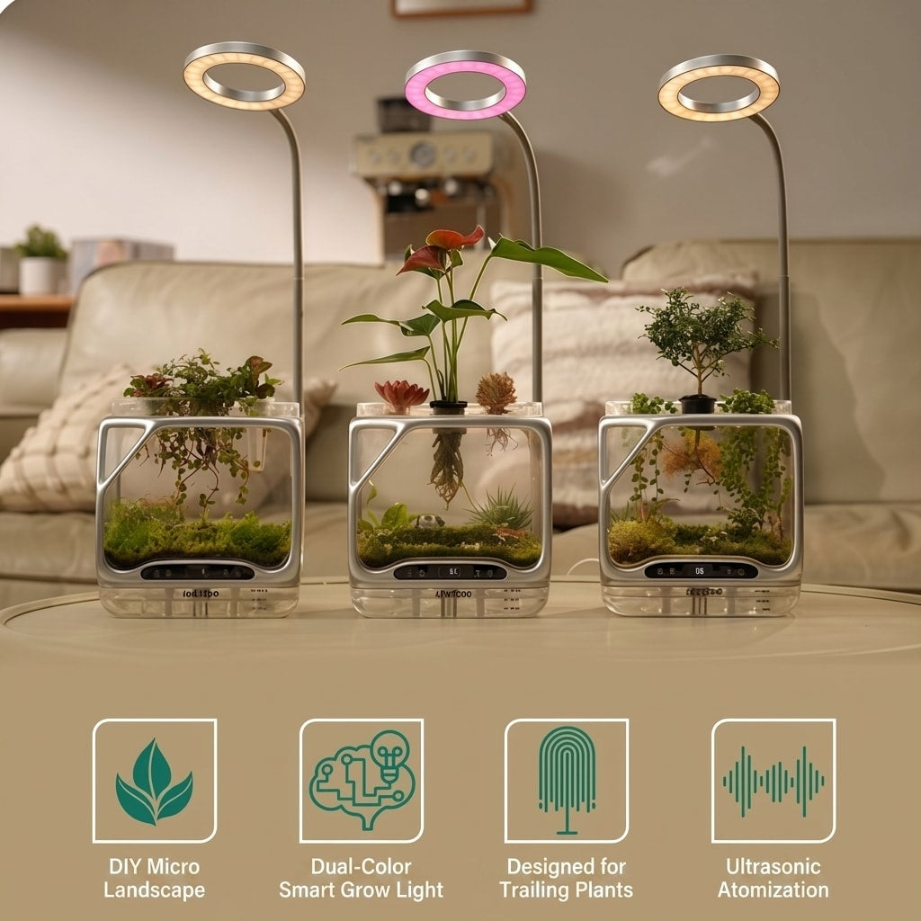 Smart Mist Hydroponic Growing System Pro Desktop Aeroponic Planter for DIY Moss Terrariums & Soilless Indoor Gardening