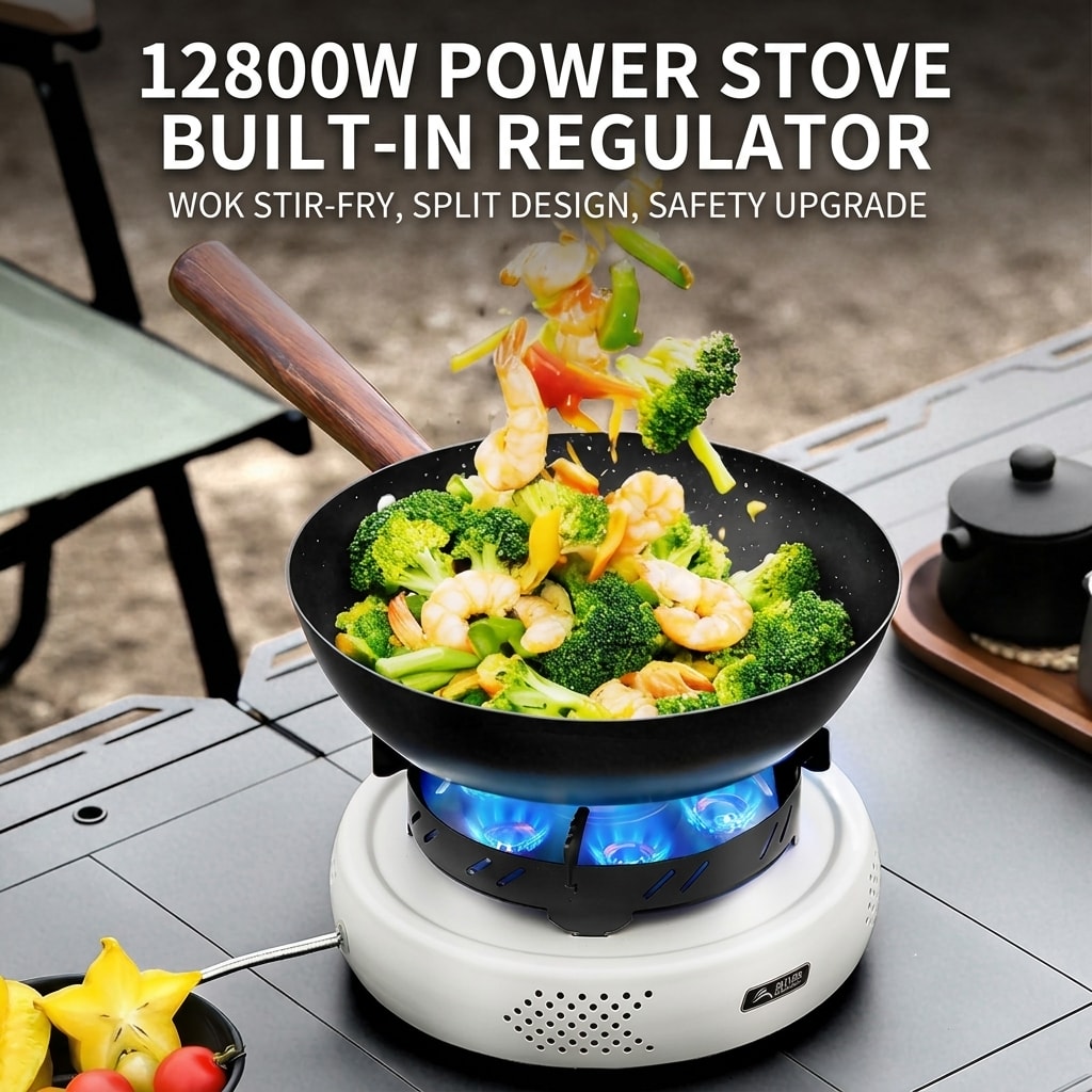 Portable Split Camping Gas Stove, High-Heat Butane Cooker for Outdoor Cooking, Tea Brewing & Camping