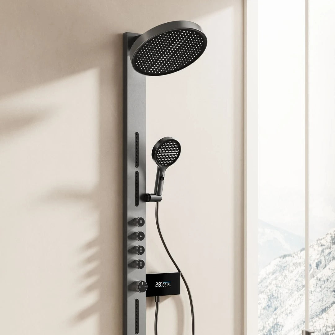 Matte Grey Thermostatic Shower Set | Concealed Wall-Mounted Design | Minimalist Luxury Bathroom Fixture