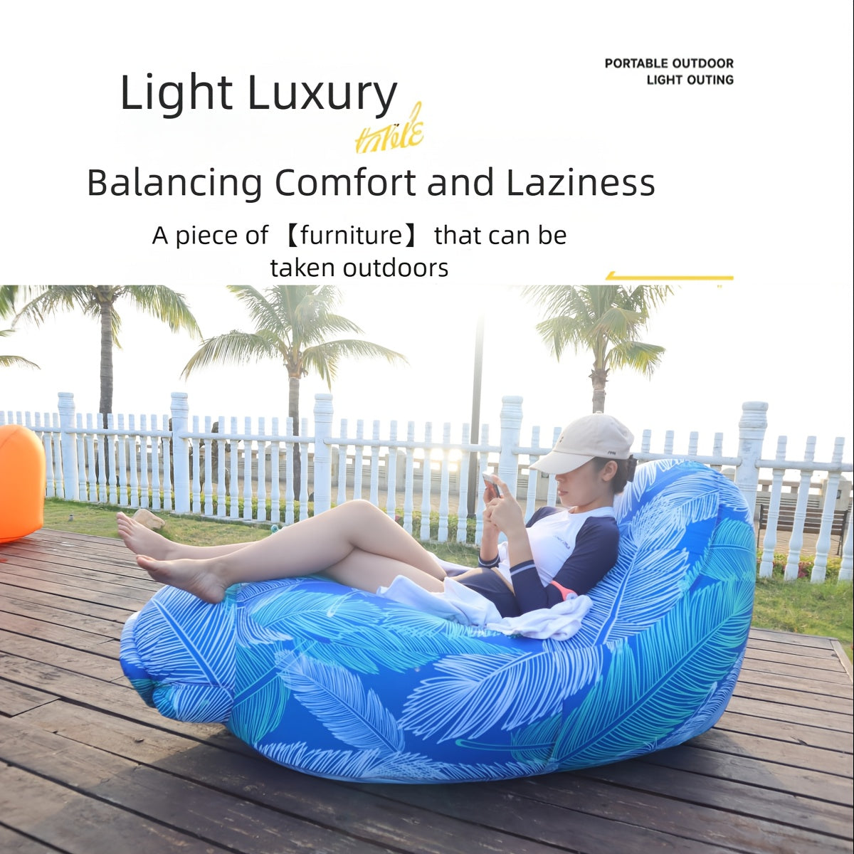 Portable Inflatable Outdoor Sofa – Quick Inflate, Foldable Air Mattress with Storage Bag for Camping, Festivals, Beach & Backyard Lounging