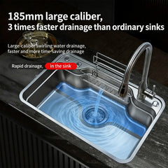 Silvery Stainless Steel Workstation Kitchen Sink Single Bowl Deep Handmade Drop-In & Undermount Sink