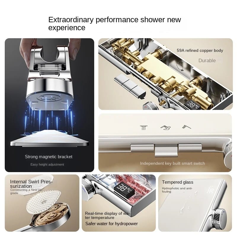 Modern Concealed Shower Set with Separate Design, Easy Installation & Flat Storage Shelf