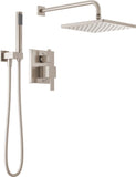 Delta Modern 14 Series Square Rain Shower System Faucet Set, Rainfall Matte Black Shower Head and Handle Set, Valve Trim Kit, 10 Inch, Matte Black 342701-BL