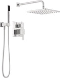 Delta Modern 14 Series Square Rain Shower System Faucet Set, Rainfall Matte Black Shower Head and Handle Set, Valve Trim Kit, 10 Inch, Matte Black 342701-BL
