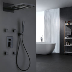 XYlivingstore Luxury Pressure Balanced Water In-Wall Luxury Waterfall Shower System with Hand Shower and Body Sprays – Pressure Balanced Designfall Shower System with Hand Shower & Body Jets