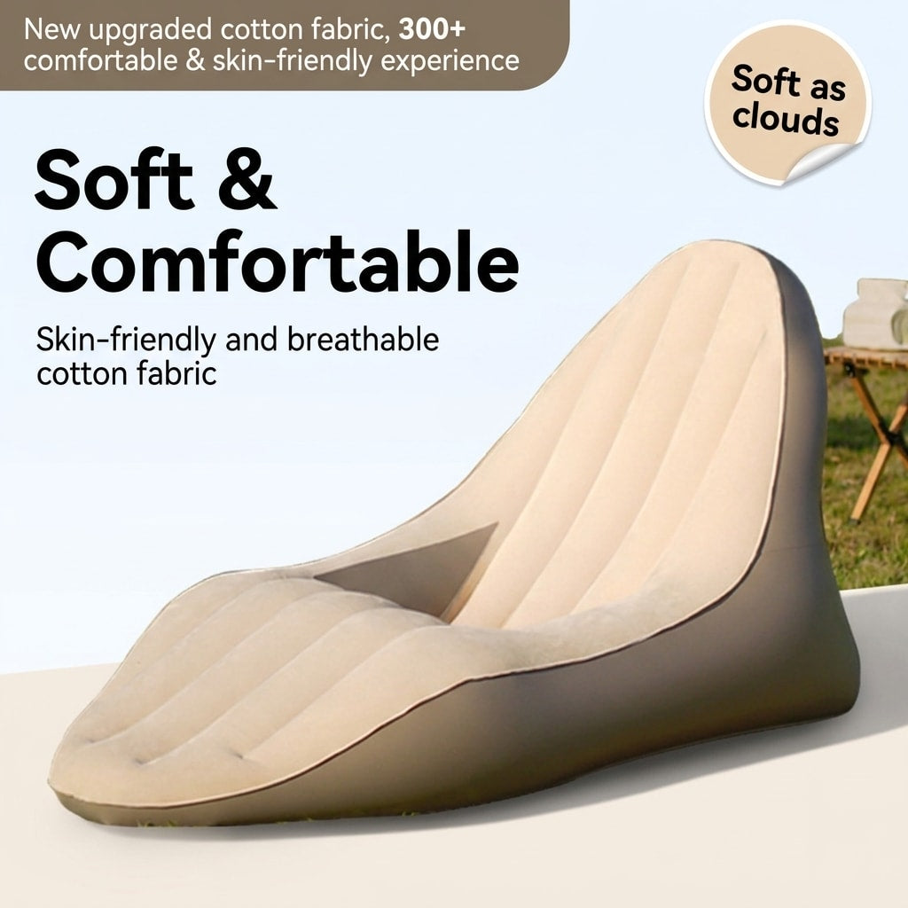 Single Inflatable Air Lounger Chair with Automatic Pump for Outdoor Camping, Music Festivals & Travel Relaxation