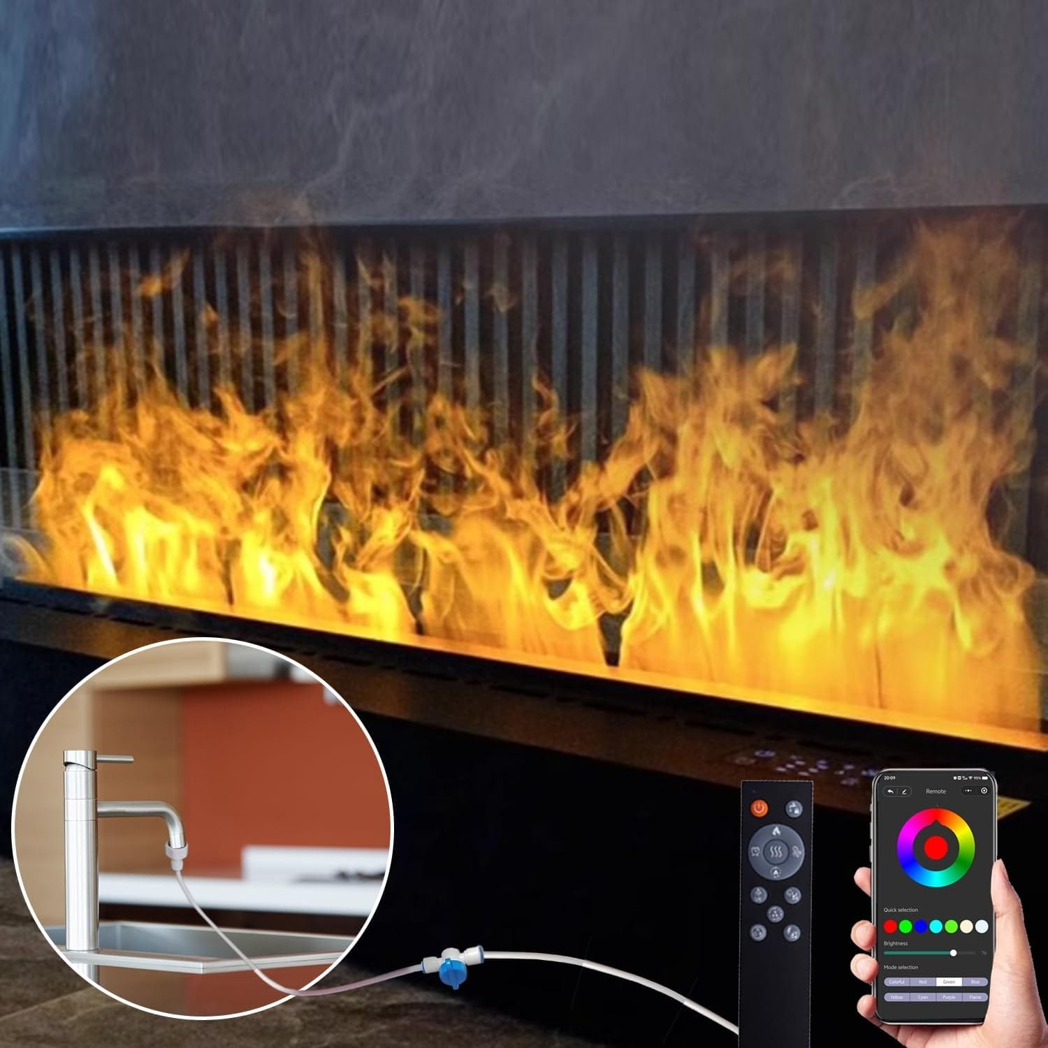 Modern 3D Steam Fireplace Insert – Decorative Atomized Electric Humidifier for Home & Wall-Mounted Interiors