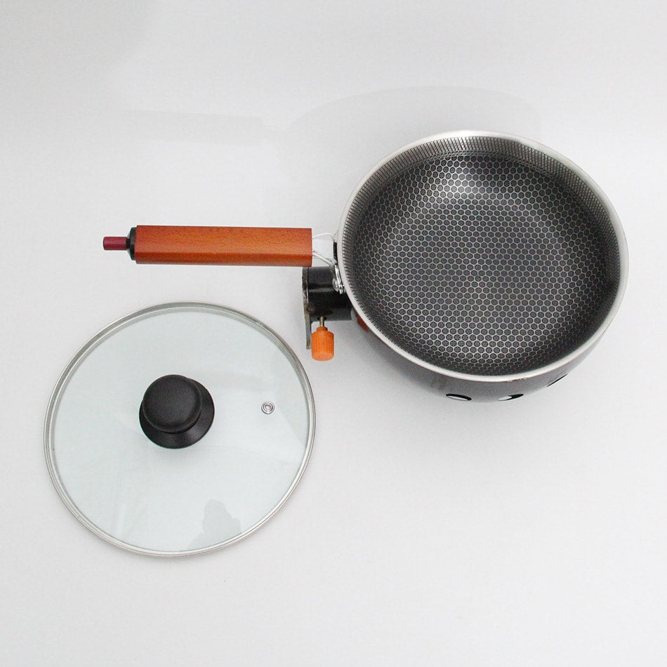 23cm Portable Outdoor Non-Stick Frying Pan with Butane Gas Canister Connector