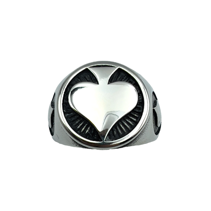 Vleee 316L Stainless Steel Spades Playing Card Ring: Retro Personality in Men's Fashion Punk Jewelry.