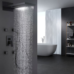 XYlivingstore Luxury Pressure Balanced Water In-Wall Luxury Waterfall Shower System with Hand Shower and Body Sprays – Pressure Balanced Designfall Shower System with Hand Shower & Body Jets