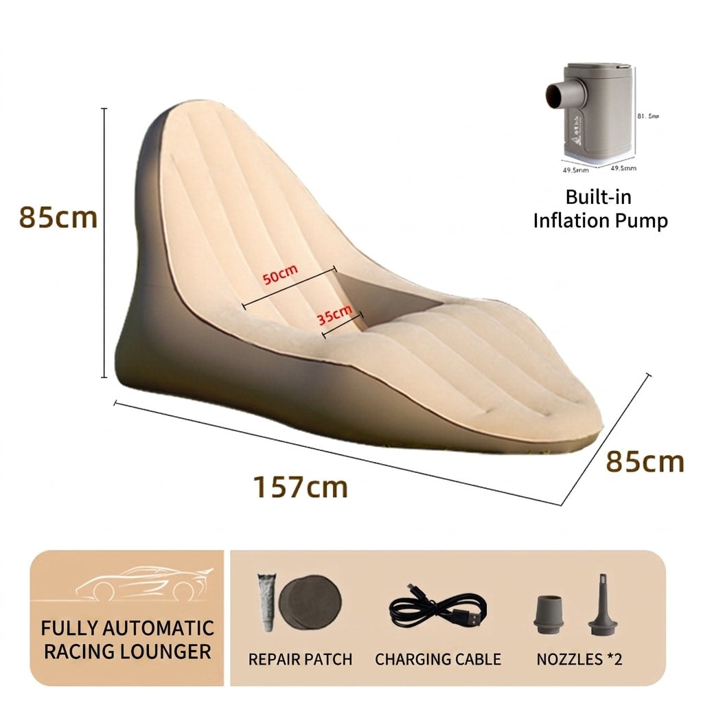 Single Inflatable Air Lounger Chair with Automatic Pump for Outdoor Camping, Music Festivals & Travel Relaxation