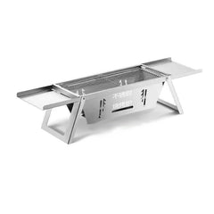Portable Stainless Steel Charcoal Grill, Foldable Outdoor BBQ Grill for Camping, Picnic & Backyard Cooking