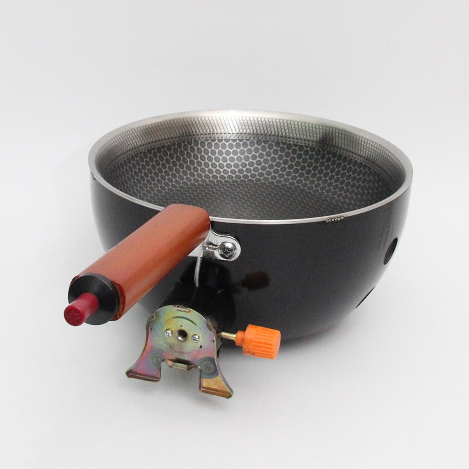 23cm Portable Outdoor Non-Stick Frying Pan with Butane Gas Canister Connector