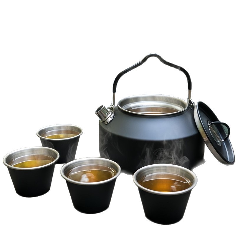 Portable 304 Stainless Steel Tea Set with Teapot for Travel, Camping, Outdoor Brewing & Tea Drinking