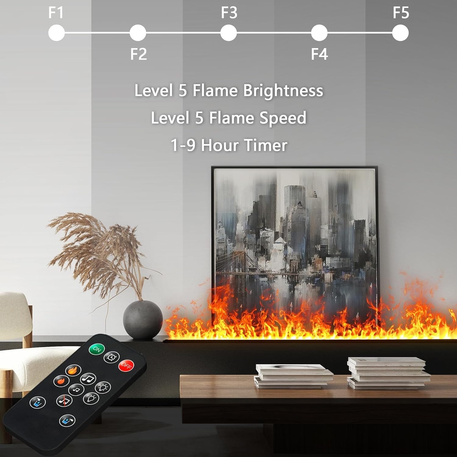 Modern 3D Steam Fireplace Insert – Decorative Atomized Electric Humidifier for Home & Wall-Mounted Interiors