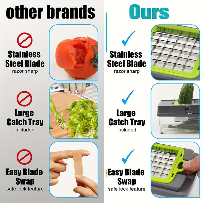 XYlivingstore 22-in-1 Manual Food Chopper with 14 Blades – Multifunctional Vegetable & Meat Slicer