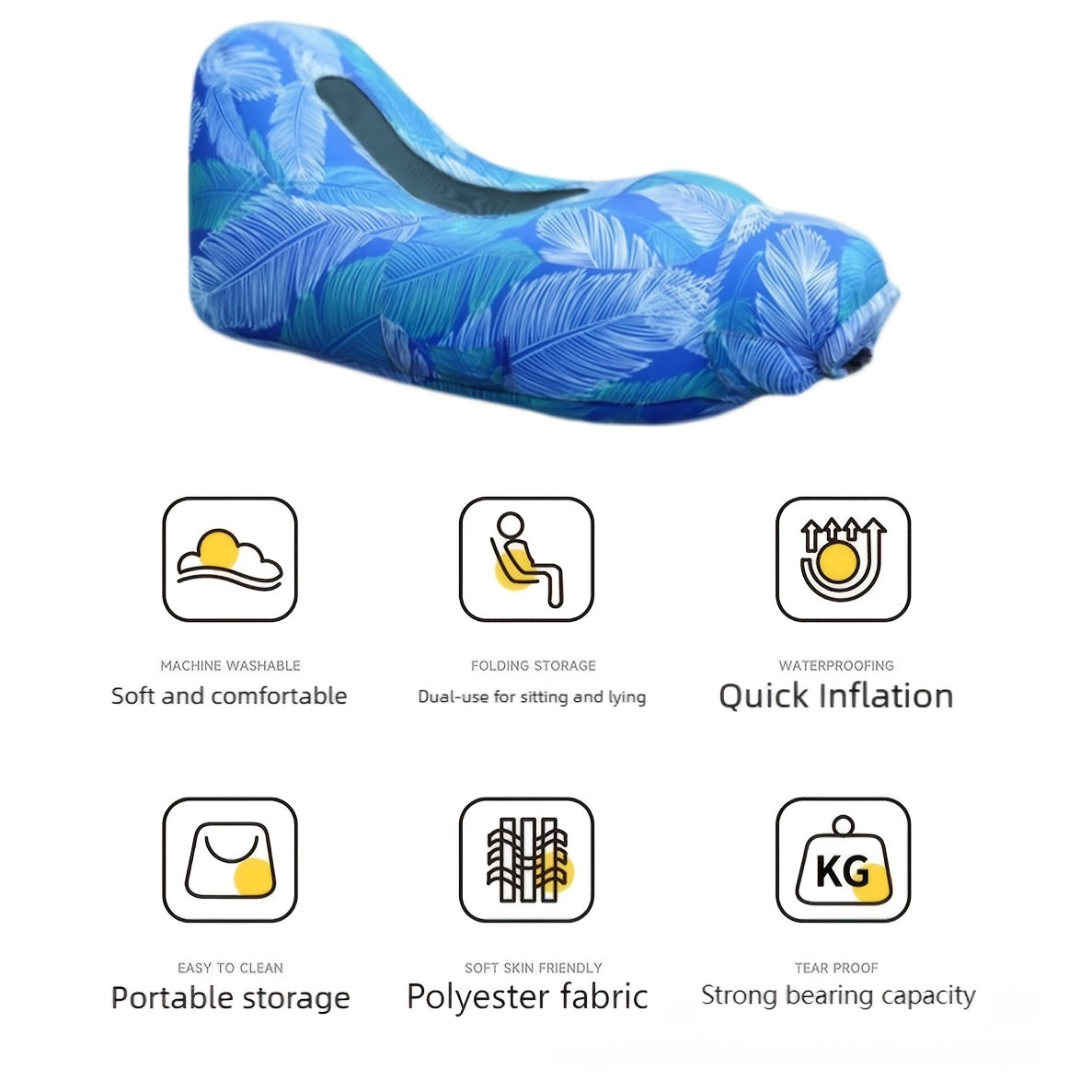 Portable Inflatable Outdoor Sofa – Quick Inflate, Foldable Air Mattress with Storage Bag for Camping, Festivals, Beach & Backyard Lounging