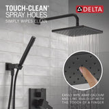 Delta Modern 14 Series Square Rain Shower System Faucet Set, Rainfall Matte Black Shower Head and Handle Set, Valve Trim Kit, 10 Inch, Matte Black 342701-BL