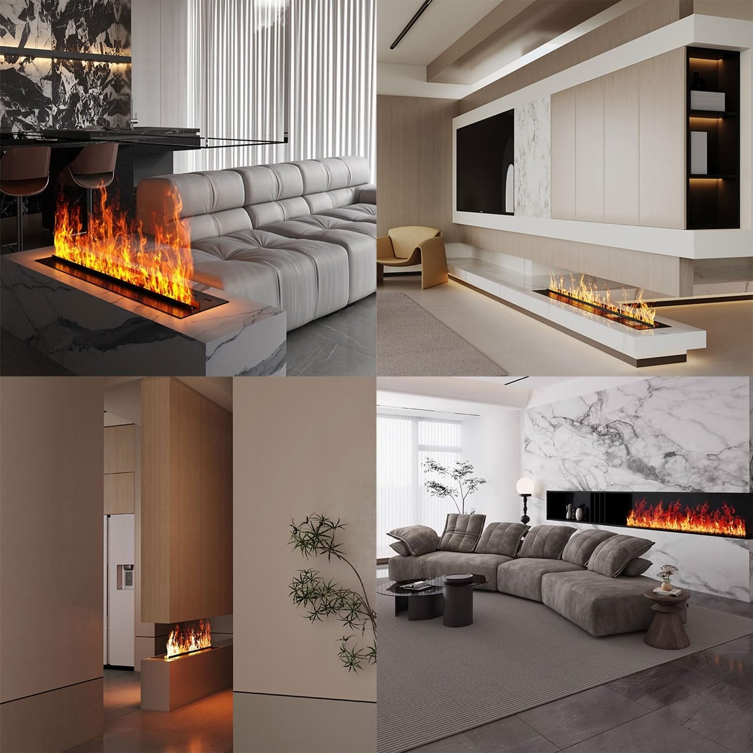 Modern 3D Steam Fireplace Insert – Decorative Atomized Electric Humidifier for Home & Wall-Mounted Interiors