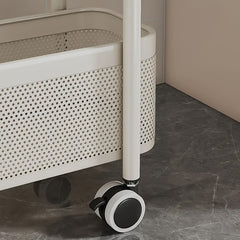 1pc Movable Cart Narrow Gap Storage Practical Shelf Crevice 4-Layer Storage Shelf with Handrail Shelf with 360° Rotating Pulley Suitable for Kitchen/Bathroom/Bedroom/Next to Refrigerator Storage Carbon Steel Material White,