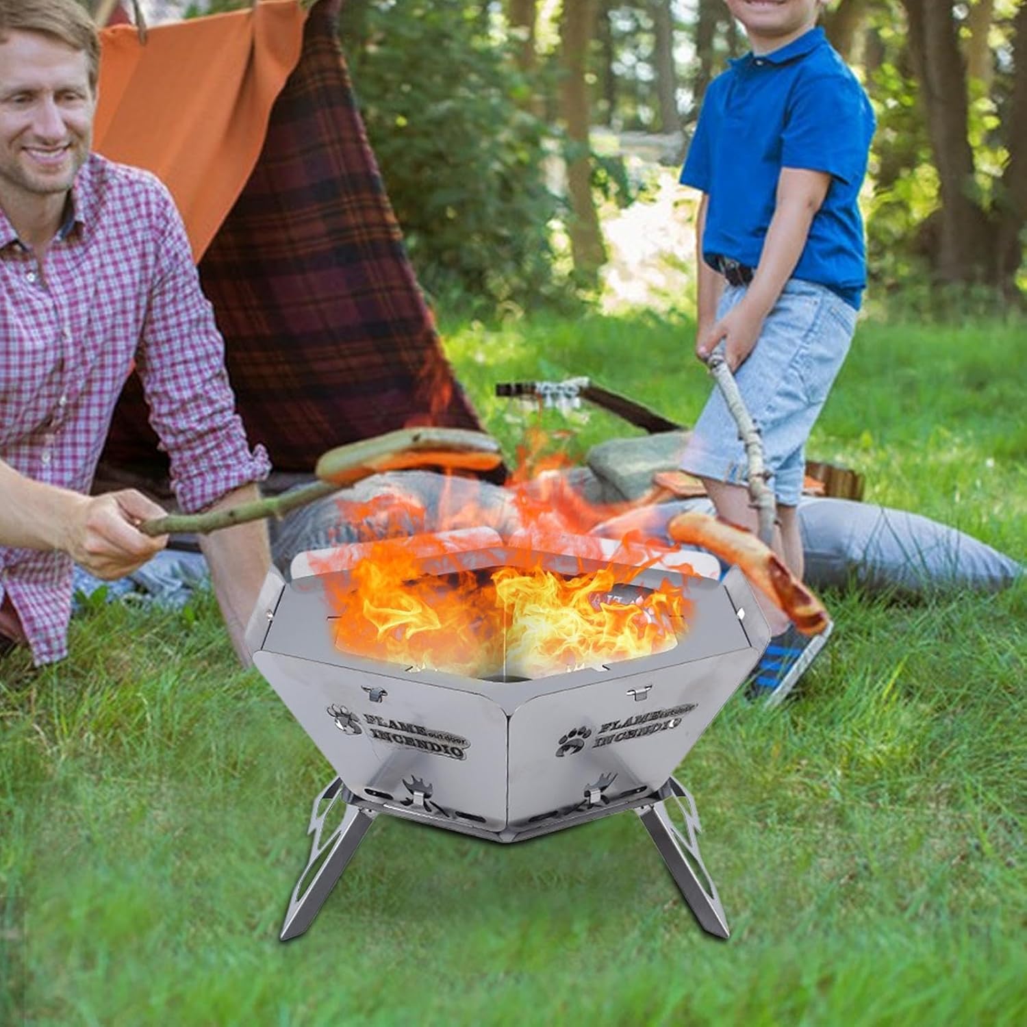 Charcoal Grill, Outdoor Fireplace, Hexagonal Campfire Wood Stove |Outdoor Fire Pit, Campfire Grill, Portable Camping Stove, Camping Camp Fire Grill, Charcoal Grill