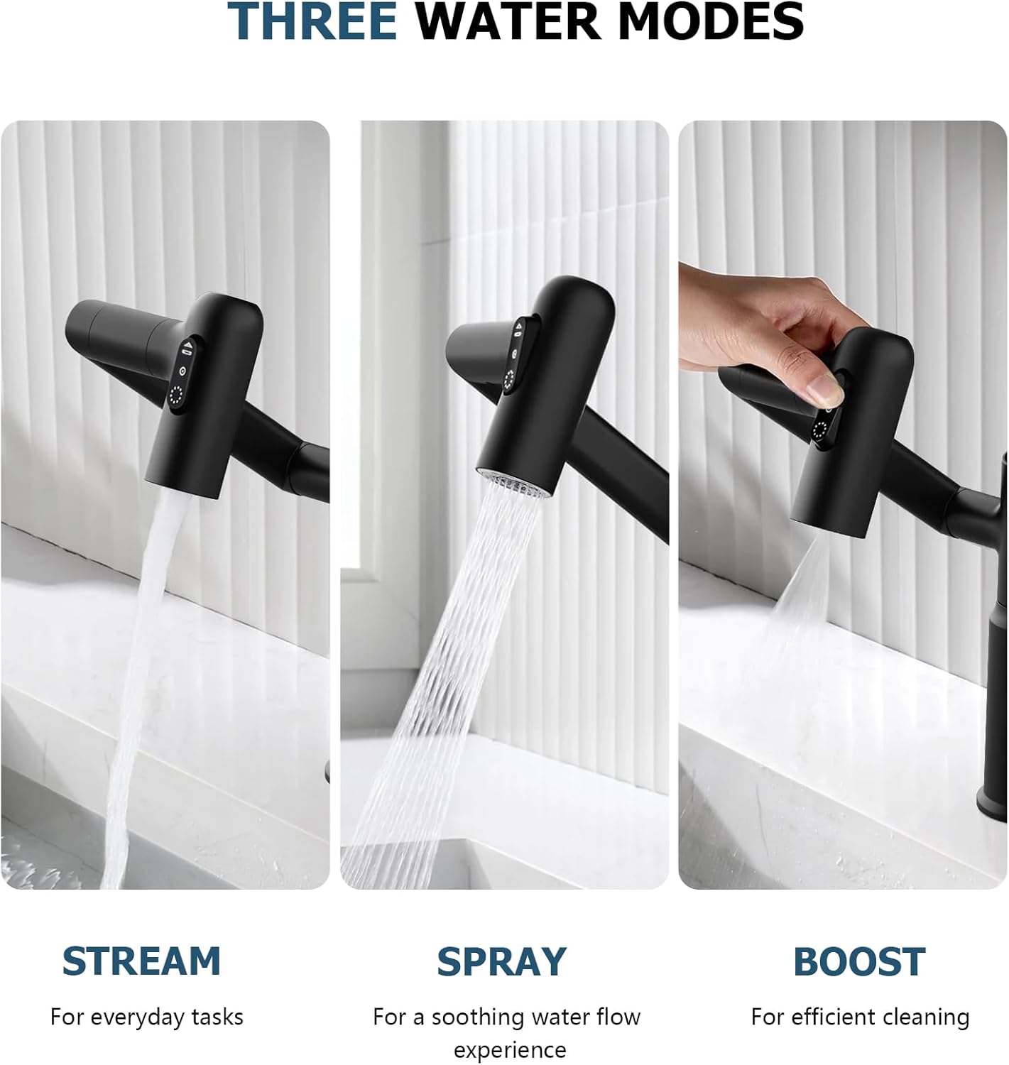 XYlivingstore Rotatable Single-Hole Faucet with Temperature Display & Pull-Out Sprayer