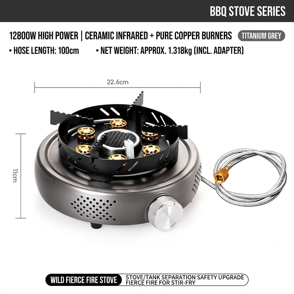 Portable Split Camping Gas Stove, High-Heat Butane Cooker for Outdoor Cooking, Tea Brewing & Camping