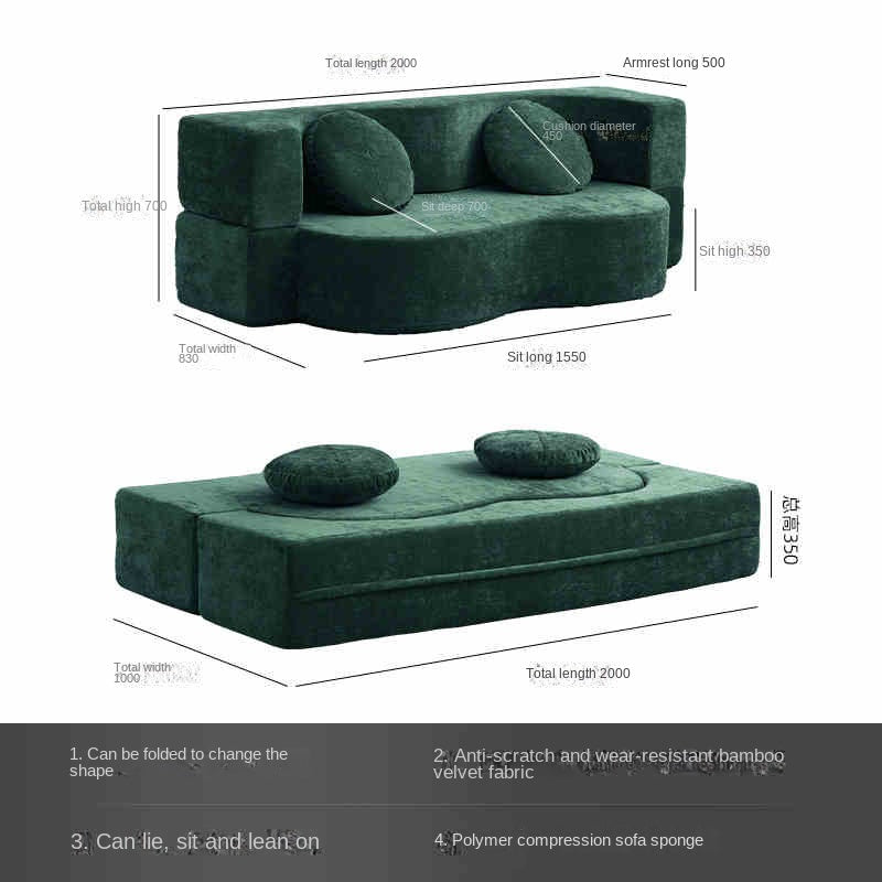 2025 Vacuum-Compressed Foldable Sofa Bed – Retro Fabric Couch for Small Spaces