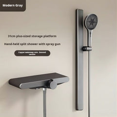 Xystore Vintage White Shower Set with Adjustable Riser Rail, Dual Hot & Cold Function, Bathtub & Wall Mount