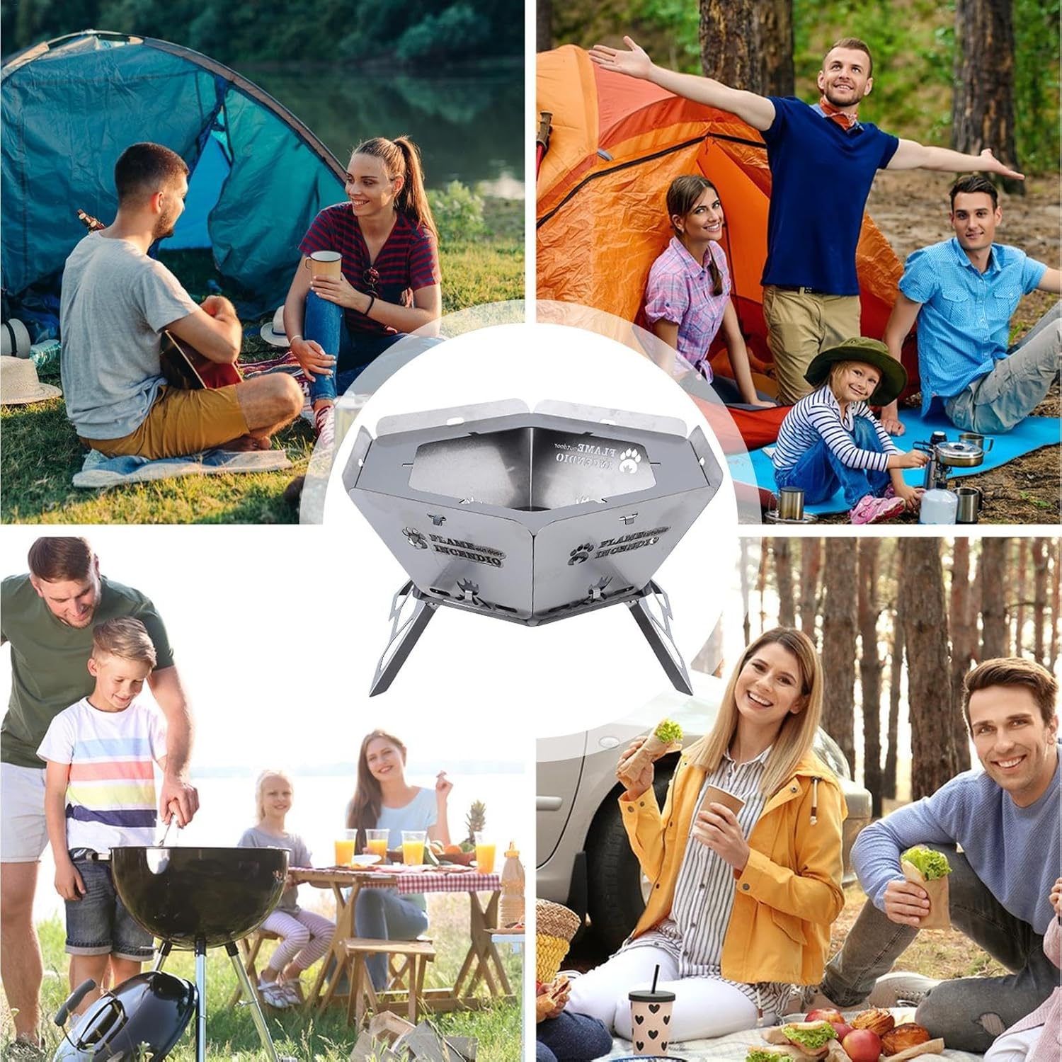 Charcoal Grill, Outdoor Fireplace, Hexagonal Campfire Wood Stove |Outdoor Fire Pit, Campfire Grill, Portable Camping Stove, Camping Camp Fire Grill, Charcoal Grill