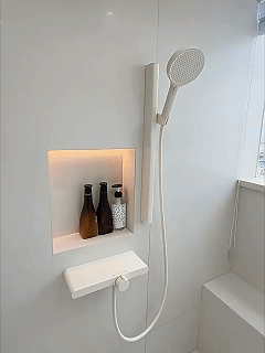 Xystore Vintage White Shower Set with Adjustable Riser Rail, Dual Hot & Cold Function, Bathtub & Wall Mount