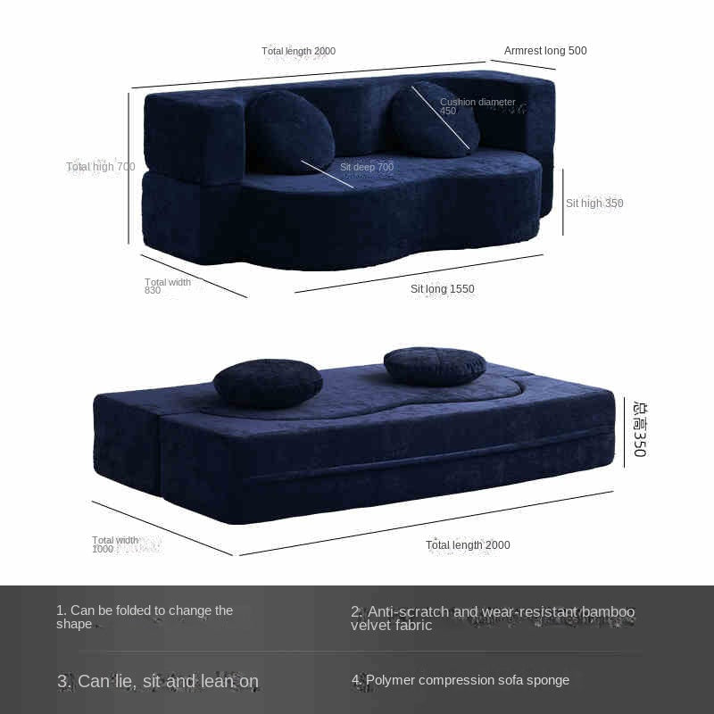 2025 Vacuum-Compressed Foldable Sofa Bed – Retro Fabric Couch for Small Spaces
