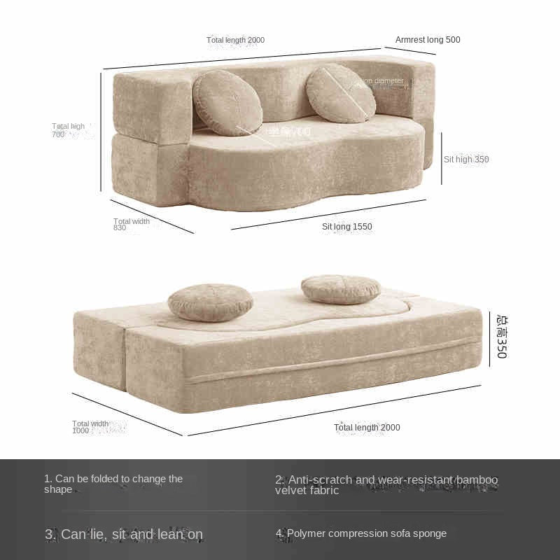2025 Vacuum-Compressed Foldable Sofa Bed – Retro Fabric Couch for Small Spaces