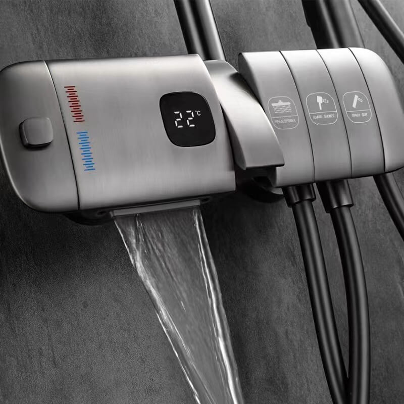 XYlivingstore Deluxe Shower System with Digital Display and Piano Button Design