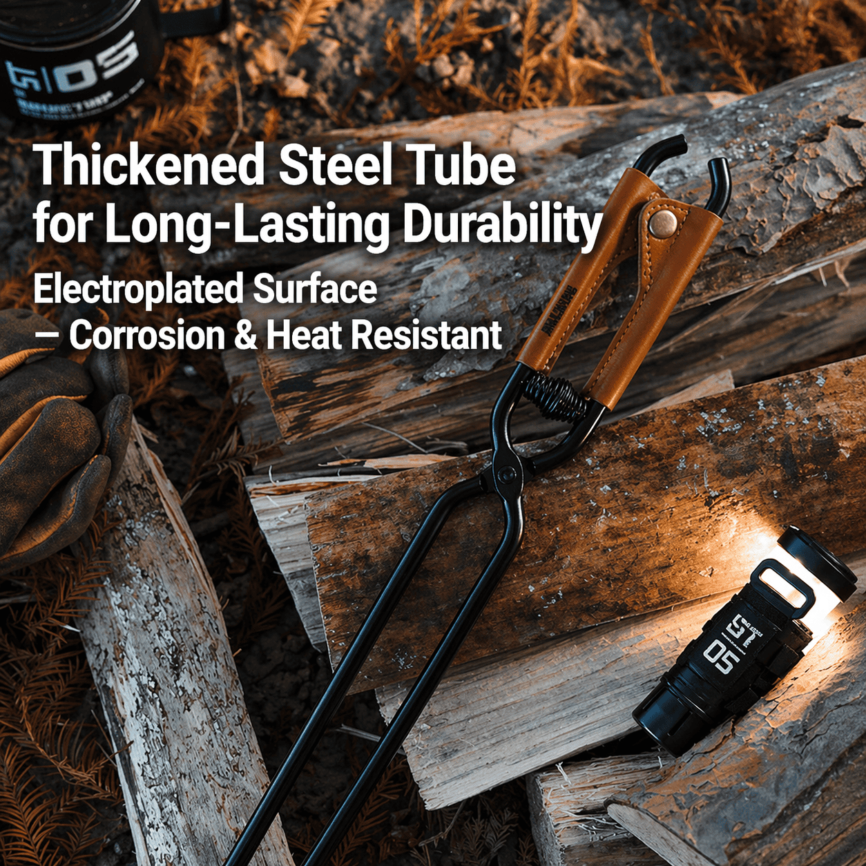 Heavy Duty Fire Pit Tongs for BBQ, Charcoal & Outdoor Campfires