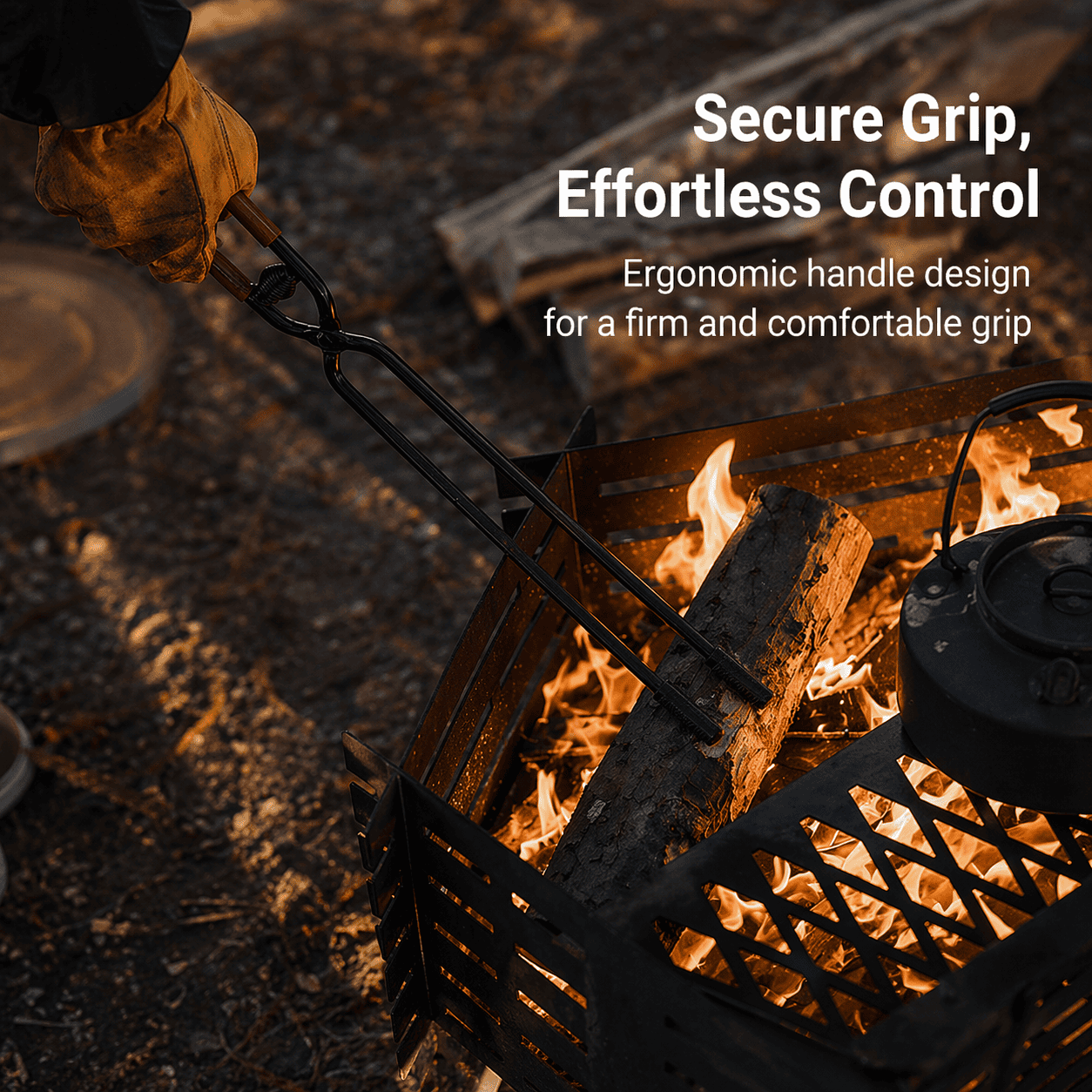 Heavy Duty Fire Pit Tongs for BBQ, Charcoal & Outdoor Campfires