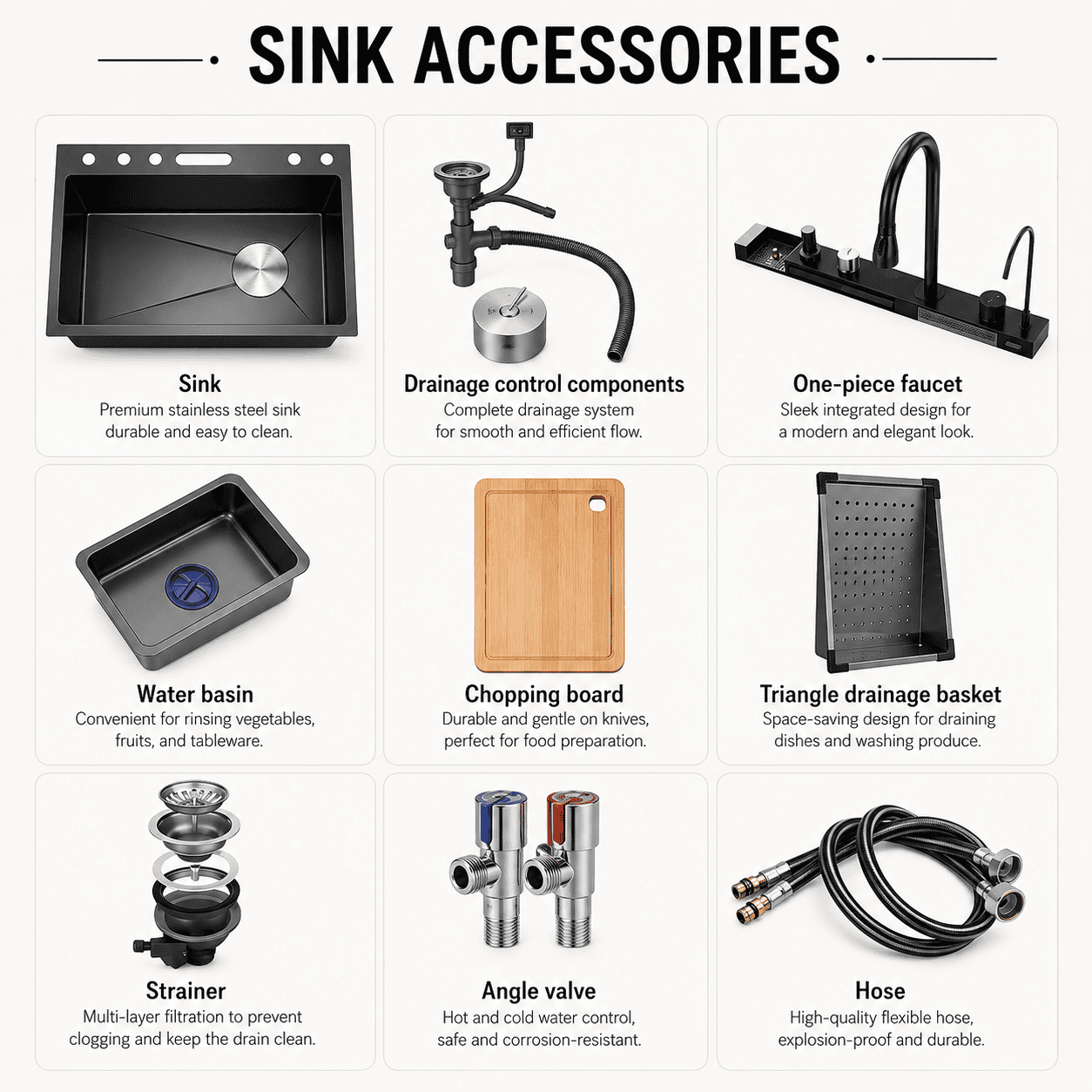 Deluxe Waterfall Workstation Kitchen Sink with Digital Temperature Display Faucet