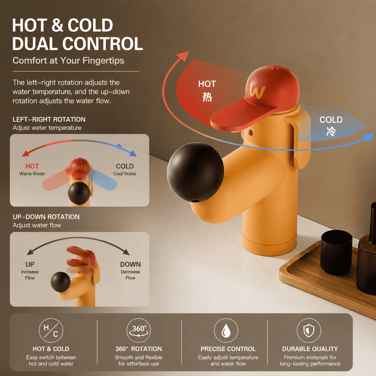 Creative Dog Bathroom Faucet with Hot and Cold Mixer