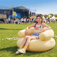 Festival Inflatable Air Lounger with Built-in Air Pump, Portable Single Camping Sofa for Outdoor, Beach & Music Festivals