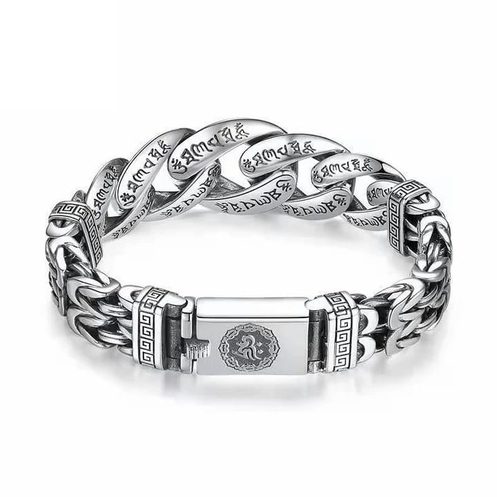 Vleee Original Certified S925 Sterling Silver Six-Character Mantra Woven Men's Bracelet: Retro, Domineering, and a Perfect Expression of Men's Personality.