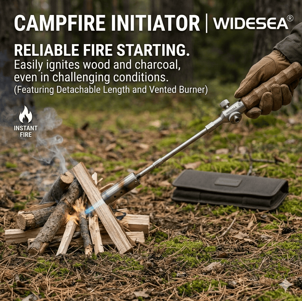 XYlivingstore Camping Long Flame Igniter – Portable Wooden Handle Gas Burner for BBQ & Outdoor Cooking