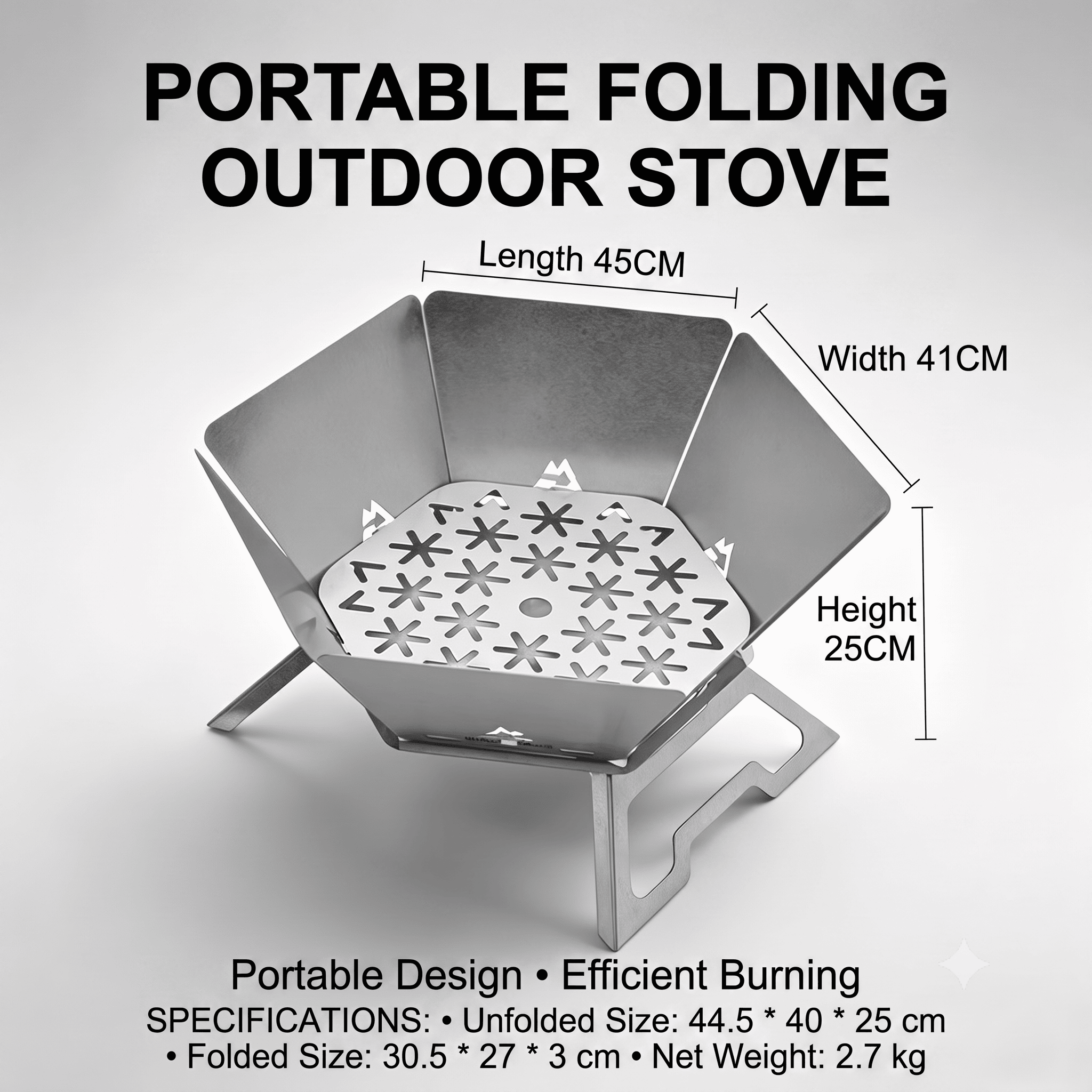 Portable Hexagonal Charcoal Grill and Outdoor Fire Pit for Camping