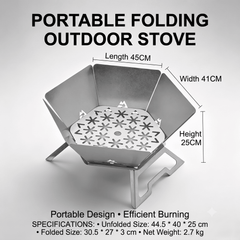 Portable Hexagonal Charcoal Grill and Outdoor Fire Pit for Camping