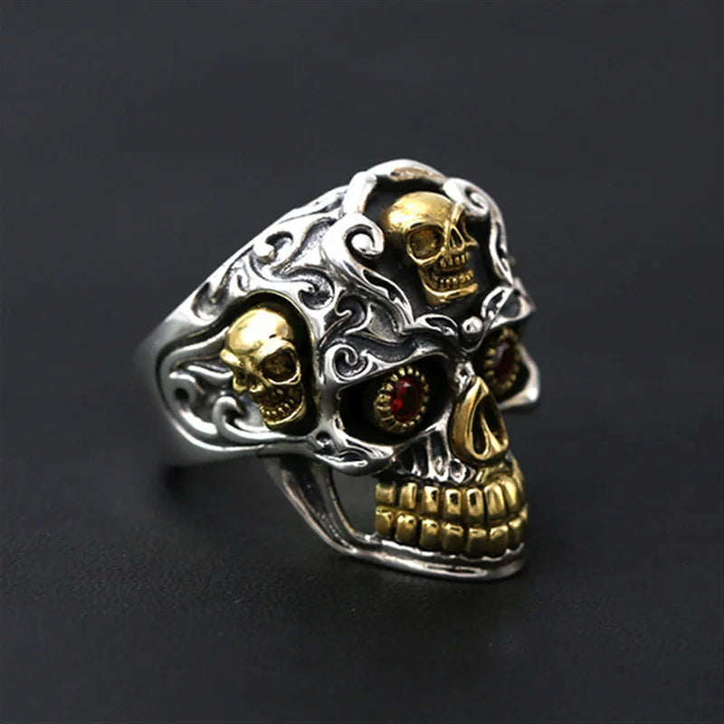 Vleee Men's Personalized Retro Ring: European and American Skull Index Finger Ring, Ideal for Motorcycle Rock Gothic Punk Style.