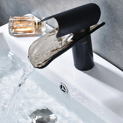 XYlivingstore Glass Waterfall Bathroom Basin Faucet – Hot and Cold Mixer with Short and Tall Options
