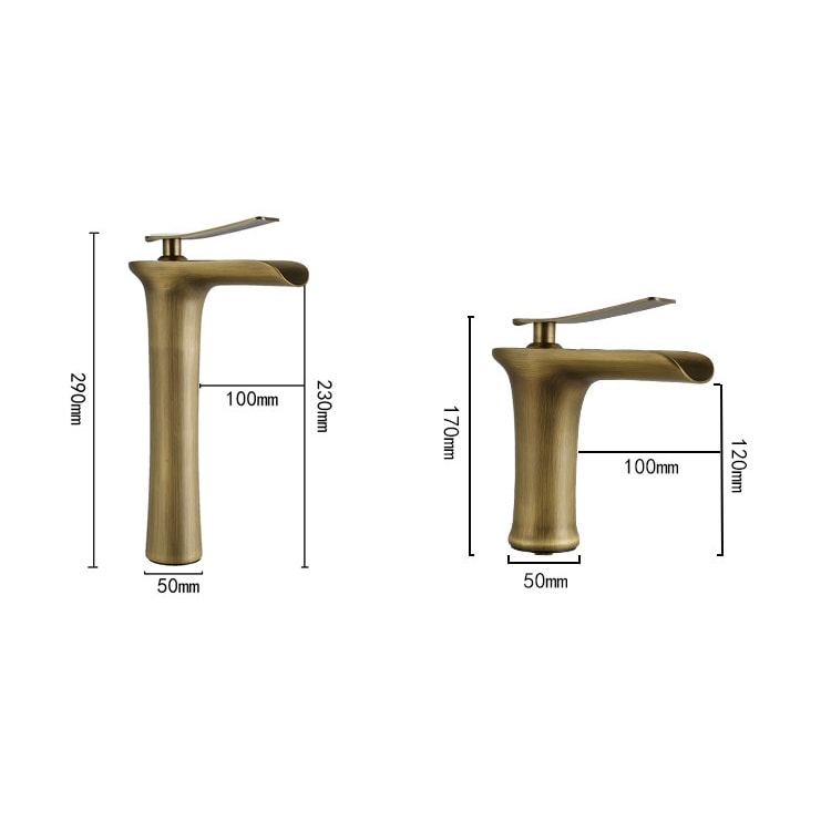 XYliving store Antique Brass Waterfall Basin Faucet | Single Handle Mixer Tap