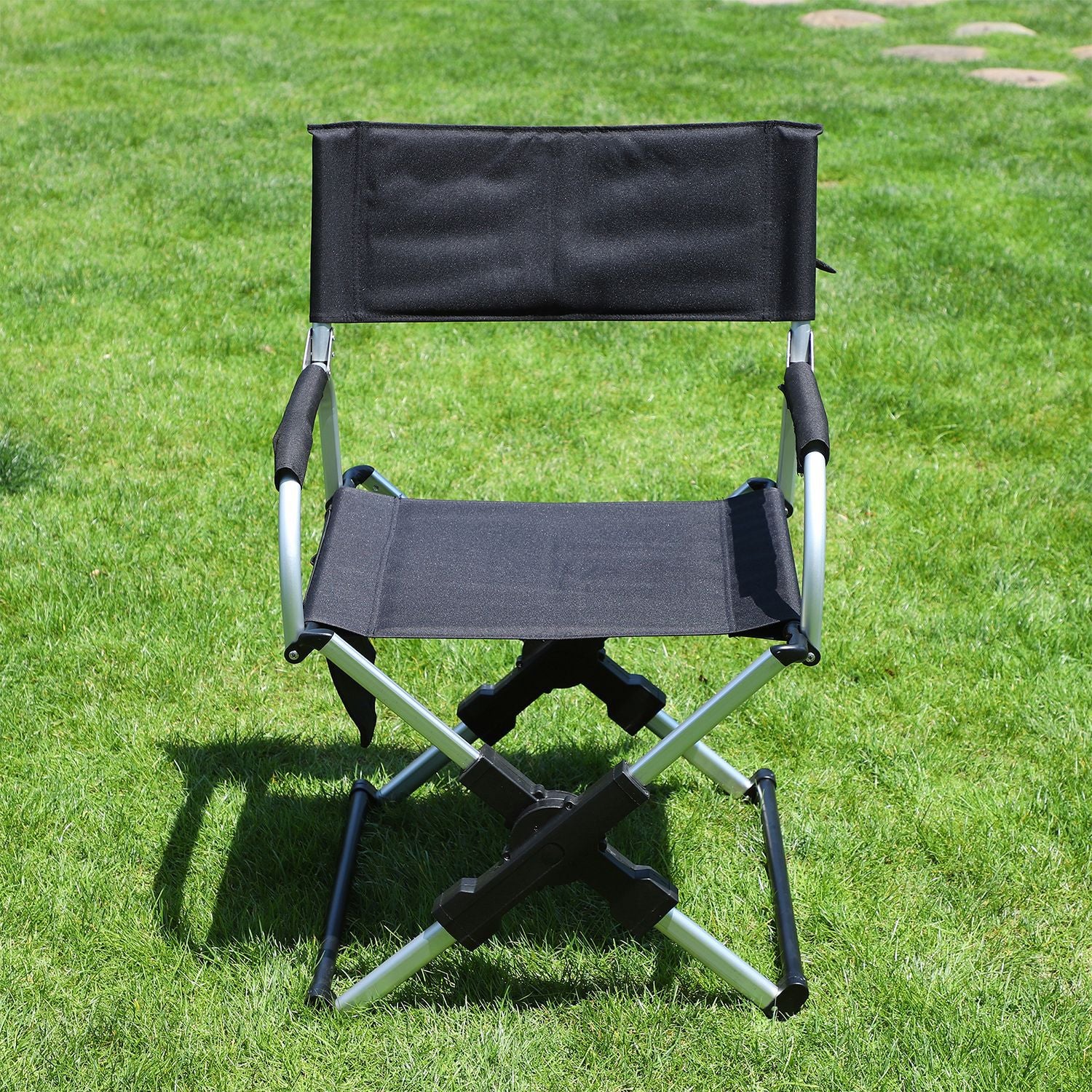 Portable Aluminum Alloy Folding Camping Chair Director's Chair with Backrest for Camping, Fishing, RV & Outdoor Travel