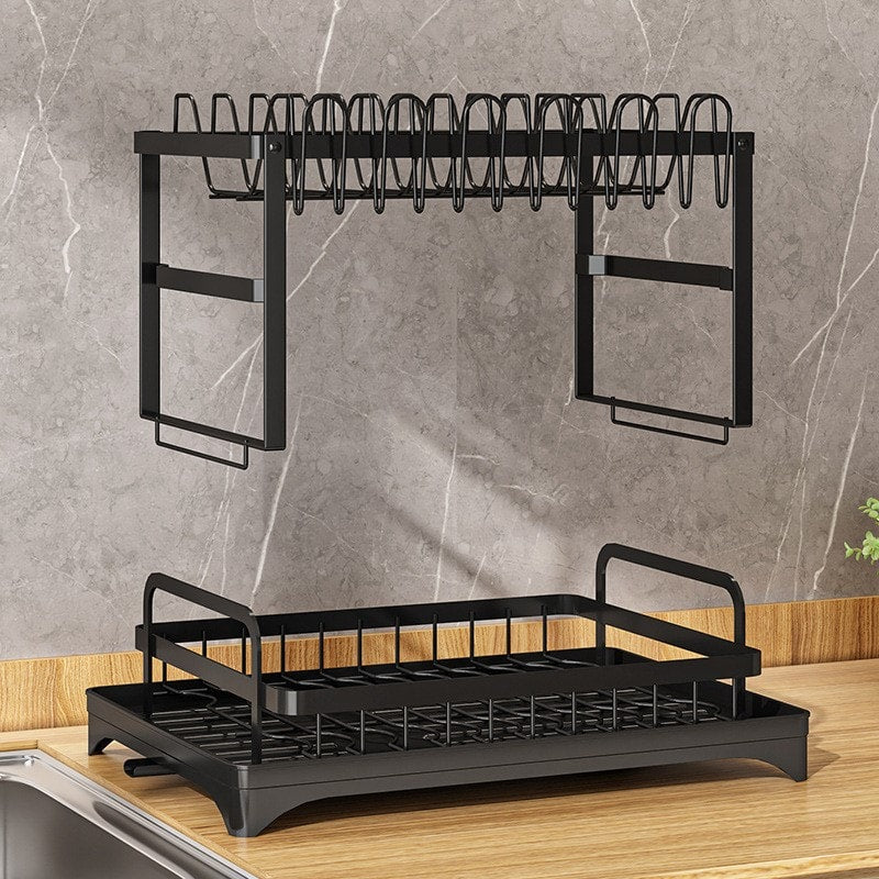 Multi-Function Dish Drying Rack, Kitchen Countertop Dish Organizer for Plates, Bowls, Cups & Utensils